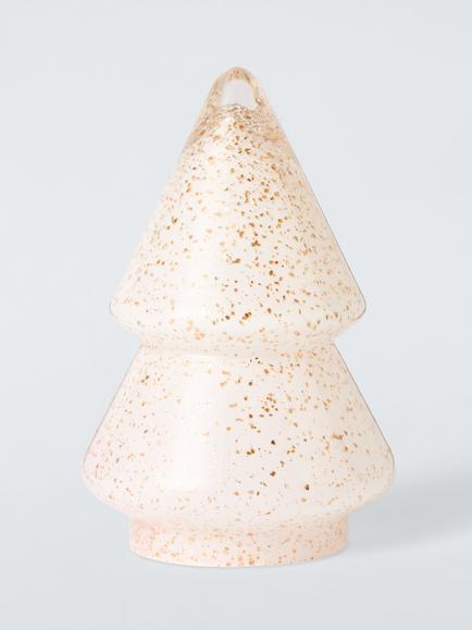 John Lewis Fleck Glass Christmas Tree Table Ornament, Gold, Gold