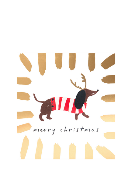 Caroline Gardner Sausage Dog Christmas Cards, Pack of 8, Multi