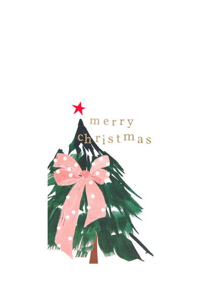 Caroline Gardner Tree with Bow Christmas Cards, Pack of 6, Multi