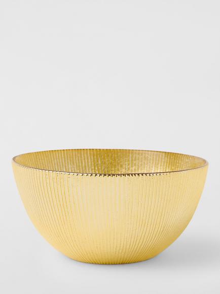 John Lewis Ribbed Glass Small Bowl, 15cm, Gold, Gold