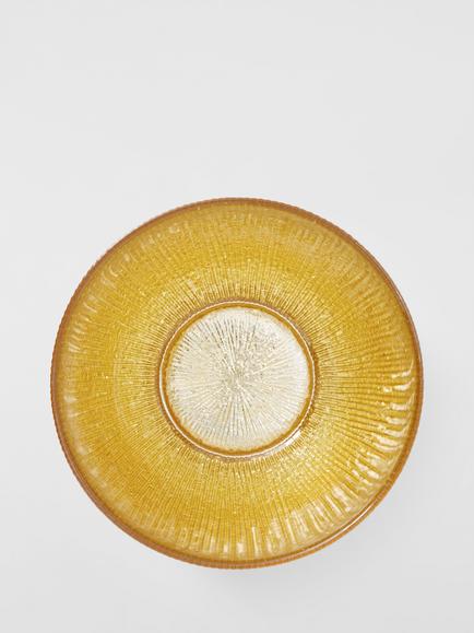 John Lewis Ribbed Glass Small Bowl, 15cm, Gold - view 2, Gold