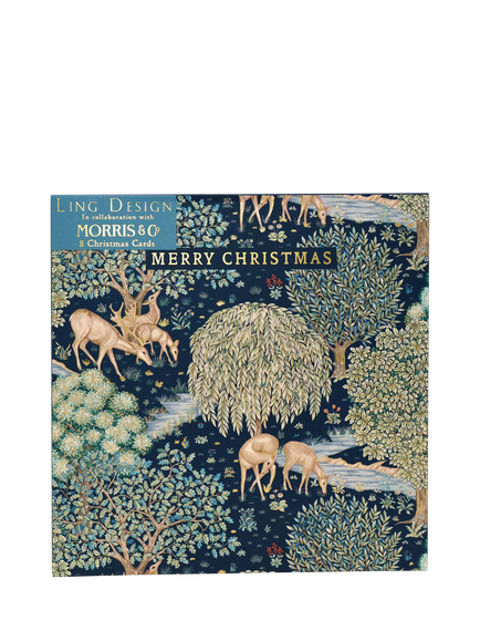 Morris & Co. Deer and Wreath Christmas Cards, Pack of 8, Multi