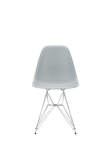 Vitra Eames OUTLET RE DSR Recycled Plastic Chair, Chrome Legs, Light Grey, Light Grey