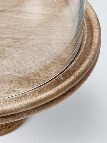 John Lewis Heritage Cake Stand & Glass Dome, 33cm, FSC (Mango Wood), Natural - view 2, Natural Natural