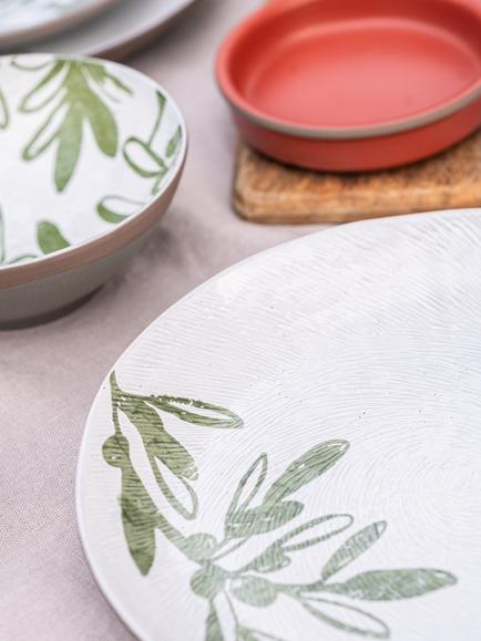 PurerHome x Eden Project Olives Stoneware Side Plate, 22cm, Green - view 2, Green