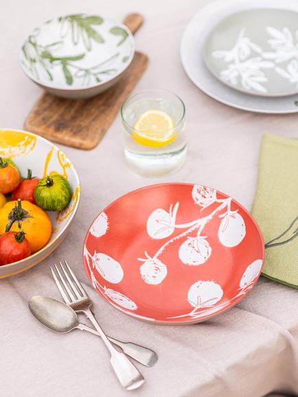 PurerHome x Eden Project Tomatoes Stoneware Pasta Bowl, 22cm, Red - view 2, Red