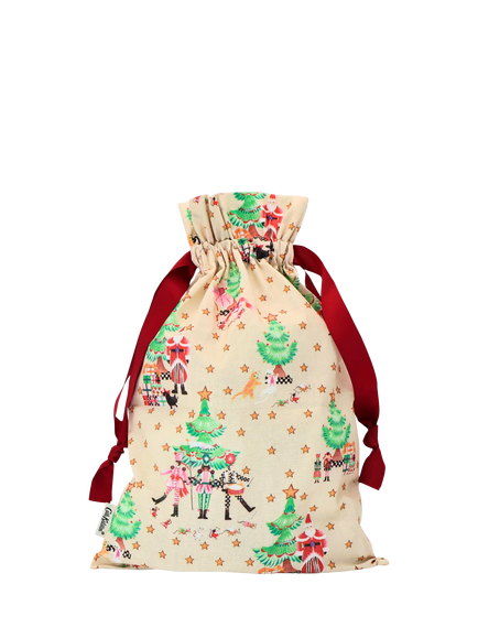 Cath Kidston Reusable Christmas Print Drawstring Gift Bag, Multi - view 2, Multi