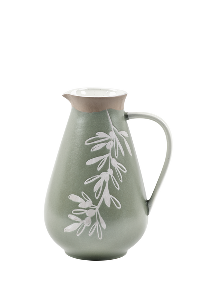 PurerHome x Eden Project Olives Stoneware Jug, 2.6L, Green, Green