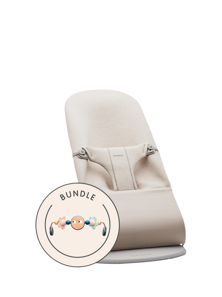 BabyBjörn Bliss 3D Jersey Baby Bouncer & Google Eyes Toy, Light Beige, Light Beige