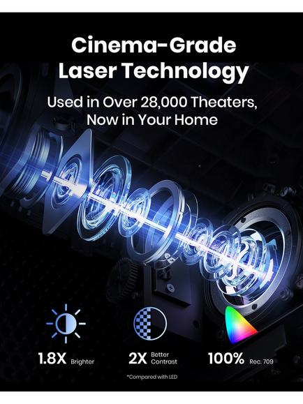 Nebula Cosmos 4K SE Laser 4K Ultra HD Bluetooth Smart Projector with Google TV, 1800 Lumens, Black - view 2, Black