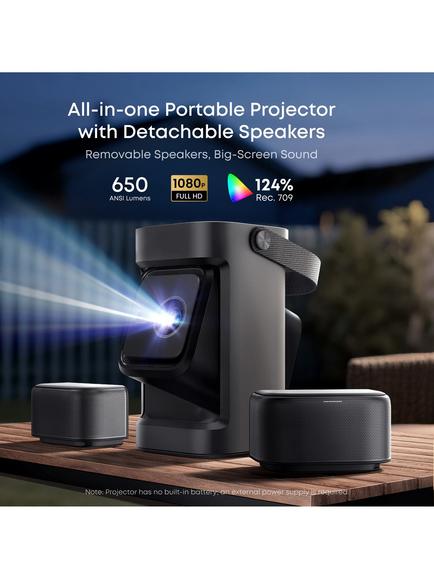 Nebula P1 Full HD Bluetooth Smart Portable Projector with Detachable Speakers & Google TV, 650 Lumens, Black - view 2, Black