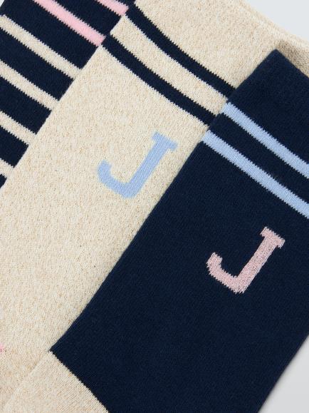 John Lewis Organic Cotton Rich Alphabet 'J' Socks, Pack of 3, Navy - view 2, Navy