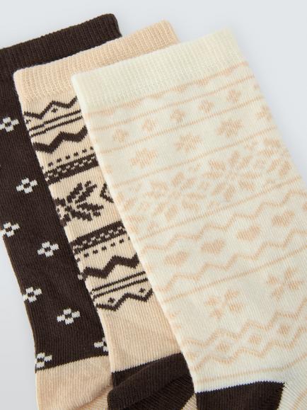 John Lewis Organic Cotton Rich Fairisle Ankle Socks, Pack of 3, Multi - view 2, Multi