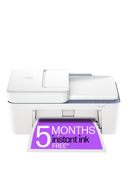 HP Deskjet 4322 All-in-One Wireless Printer, HP Instant Ink Compatible, White, White