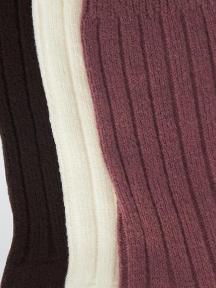 John Lewis Chunky Rib Lounge Socks, Pack of 3, Multi - view 2, Multi