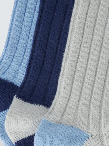 John Lewis Chunky Rib Contrast Heel & Toe Lounge Socks, Pack of 3, Multi - view 2, Multi