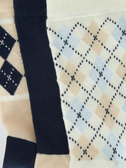John Lewis Diamond Argyle Ankle Socks, Pack of 3, Multi - view 2, Multi