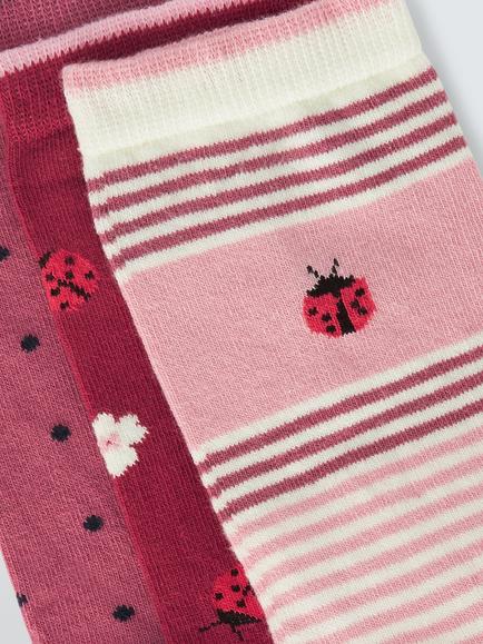 John Lewis Ladybird Ankle Socks, Pack of 3, Multi - view 2, Multi