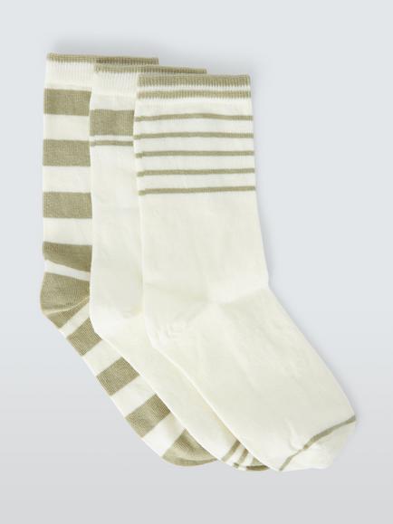 John Lewis Stripe Socks, Multi, Sage