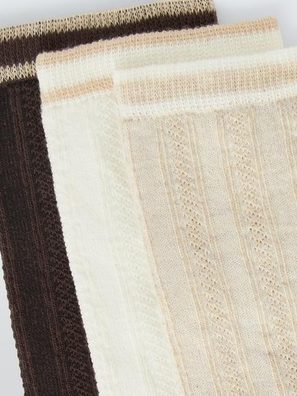 John Lewis Pointelle Ankle Socks, Pack of 3, Multi - view 2, Multi