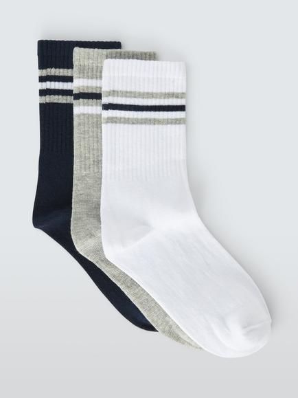 John Lewis Tube Socks, Pack of 3, Multi, Multi