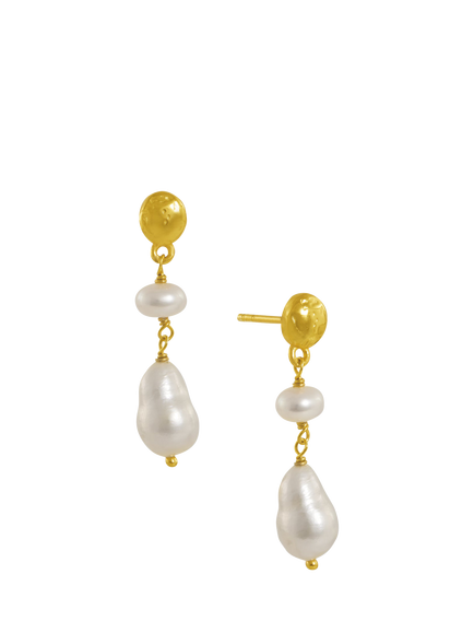Ottoman Hands Kyra Pearl Drop Earrings, Gold, Gold