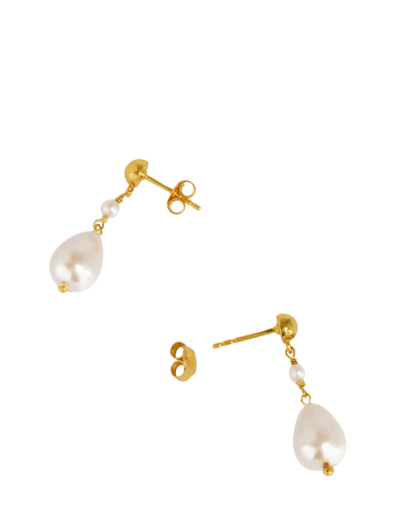 Ottoman Hands Kyra Pearl Drop Earrings, Gold - view 2, Gold