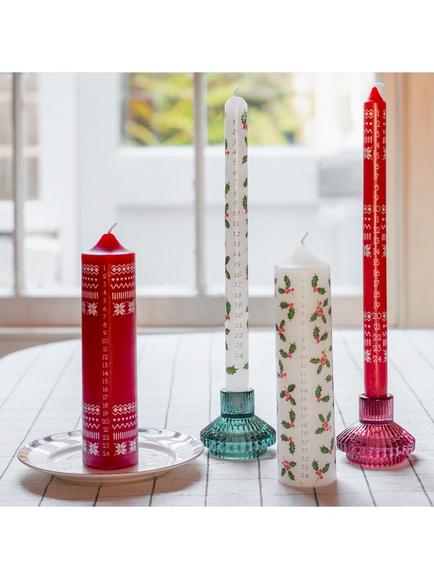 Talking Tables Holly Advent Dinner Candle - view 2, White
