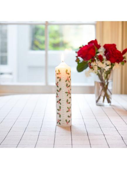 Talking Tables Holly Advent Pillar Candle - view 2, White