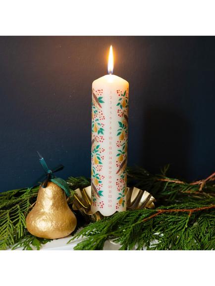 Talking Tables Partridge Advent Pillar Candle - view 2, White