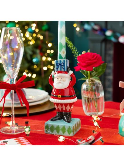 Talking Tables Santa Ceramic Candle Holder - view 2, Multi
