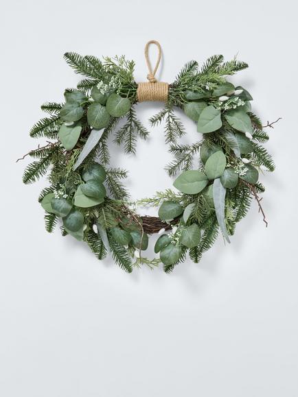 John Lewis Eucalyptus and Pussy Willow Wreath, Dia.50cm, Gold