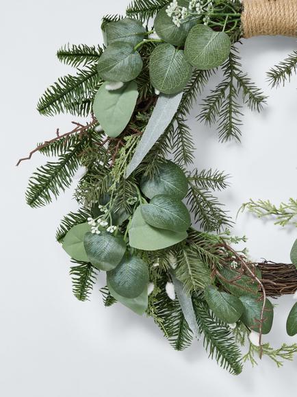 John Lewis Eucalyptus and Pussy Willow Wreath, Dia.50cm - view 2, Gold