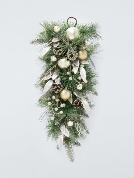 John Lewis Leaf and Bauble Swag, Champagne, Green