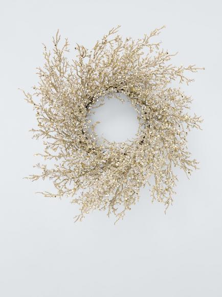 John Lewis Mini Sequin Christmas Wreath, Gold, Gold