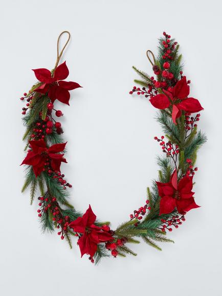 John Lewis Poinsettia Garland, L180cm, Red