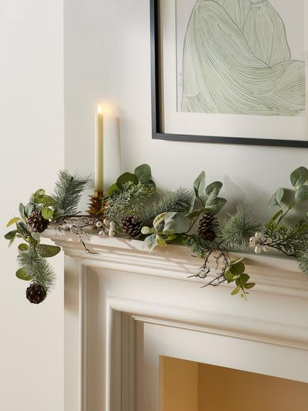 John Lewis Snowy Eucalyptus Garland, L180cm - view 2, Silver