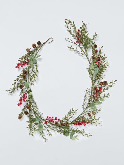John Lewis Pinecones & Berries Eucalyptus Garland, L180cm, Natural