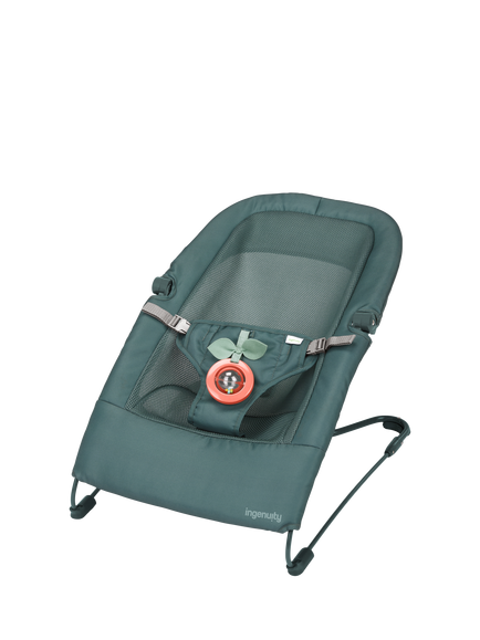 Ingenuity Stow & Go Compact Folding Baby Bouncer, Luxe Evergreen, Luxe Evergreen
