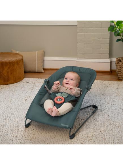 Ingenuity Stow & Go Compact Folding Baby Bouncer, Luxe Evergreen - view 2, Luxe Evergreen