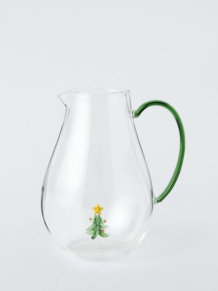 John Lewis Christmas Tree Glass Jug, 2.17L, Clear, Clear Clear
