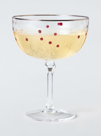 John Lewis Heartland Berry Etched Coupe Cocktail Glass, 168ml, Clear/Red - view 2, Clear Clear