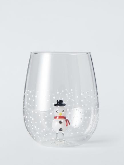 John Lewis Snowman Glass Tumbler, 470ml, Clear, Clear Clear