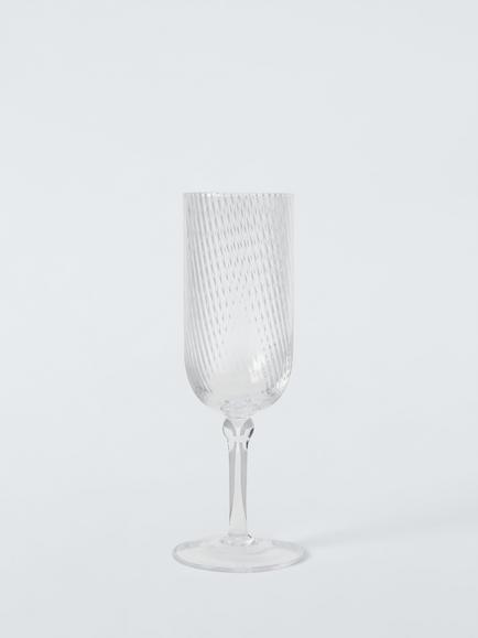 John Lewis Beaded Stem Glass Champagne Flute, 185ml, Clear, Clear Clear