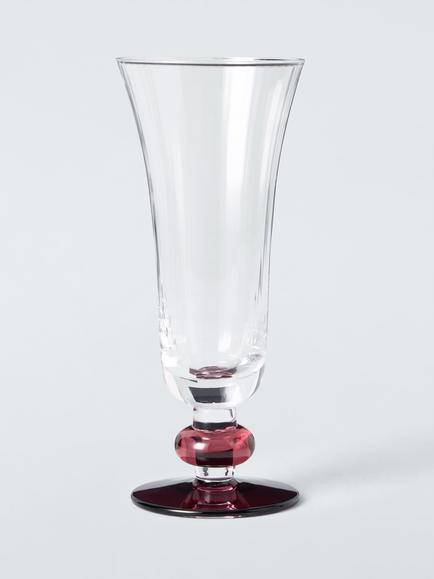 John Lewis Beaded Stem Glass Champagne Flute, 320ml, Clear/Red Berry, Red Berry