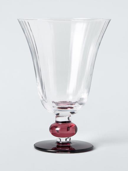 John Lewis Beaded Stem Wine Glass, 245ml, Clear/Red Berry, Red Berry