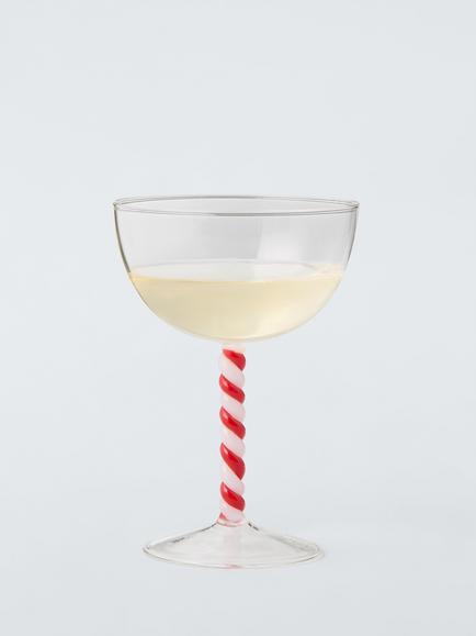 John Lewis Candy Cane Coupe Cocktail Glass, 250ml, Clear - view 2, Clear Clear