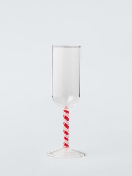 John Lewis Candy Cane Glass Champagne Flute, 230ml, Clear, Clear Clear