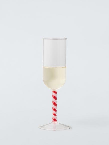 John Lewis Candy Cane Glass Champagne Flute, 230ml, Clear - view 2, Clear Clear