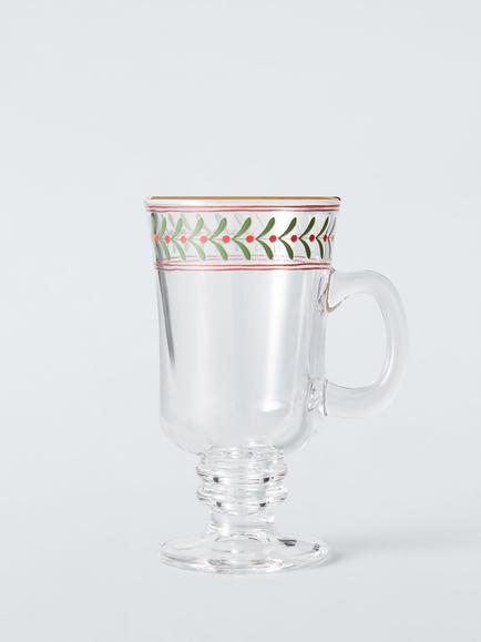 John Lewis Holly Mulled Wine Glass, 360ml, Clear, Clear Clear